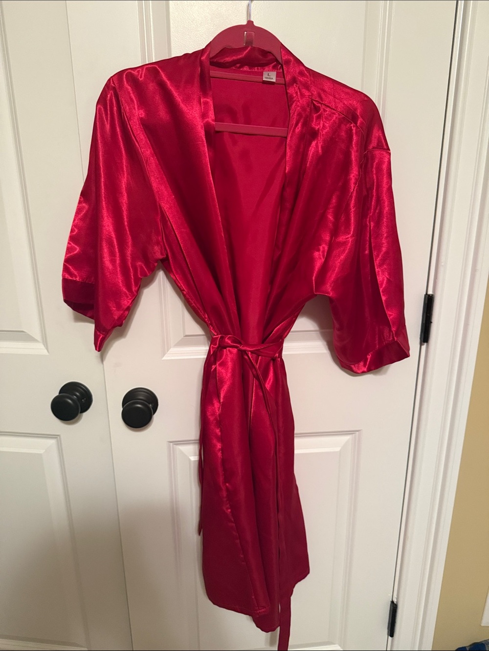 Satin Kimono Robe - Red